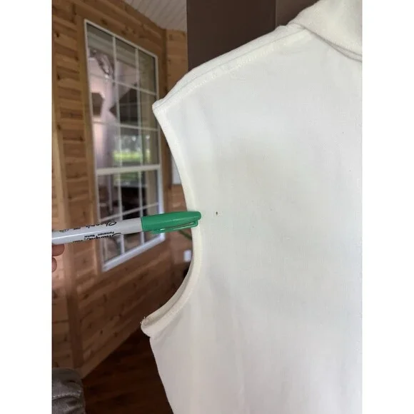 Disney Shirt Women L Sleeveless White Blue Stripe Cotton Mickey Mouse Brand New! - Picture 8 of 8